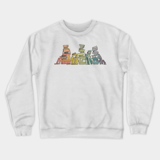 Rainbow of Books Crewneck Sweatshirt by BiblioartsbyEmma